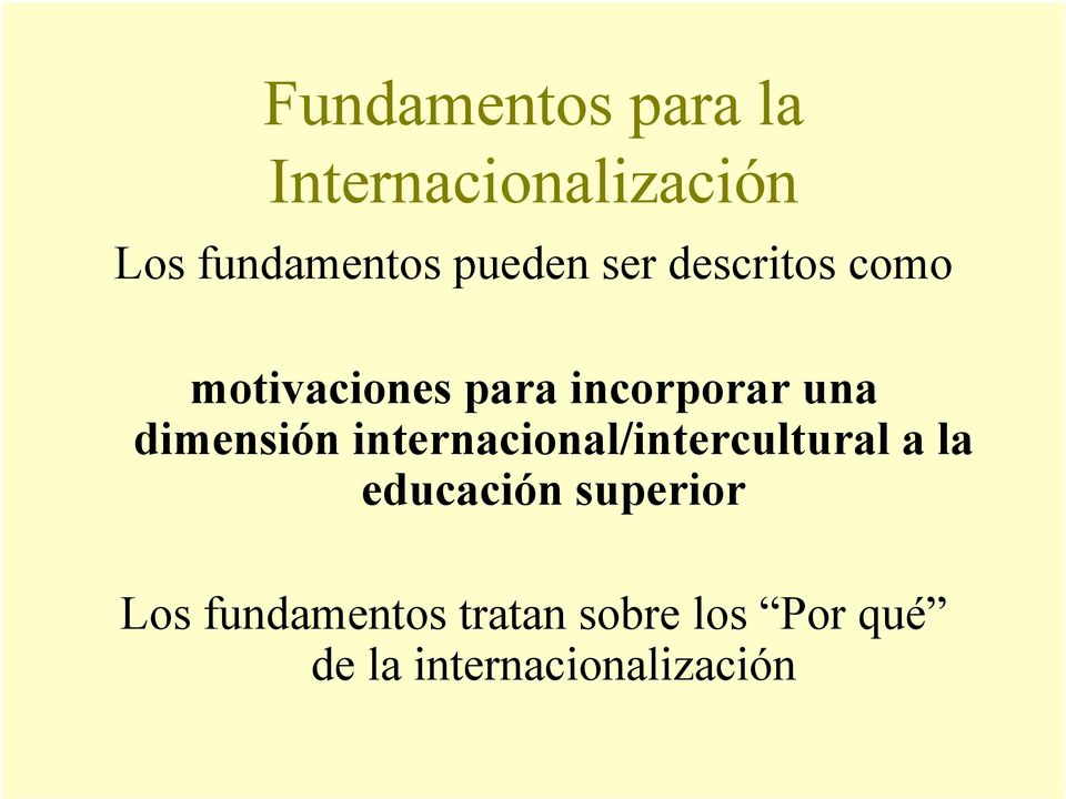 dimensión internacional/intercultural a la educación superior