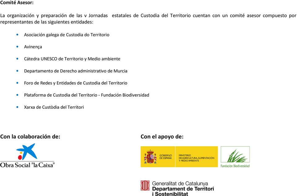 Territorio y Medio ambiente Departamento de Derecho administrativo de Murcia Foro de Redes y Entidades de Custodia del Territorio