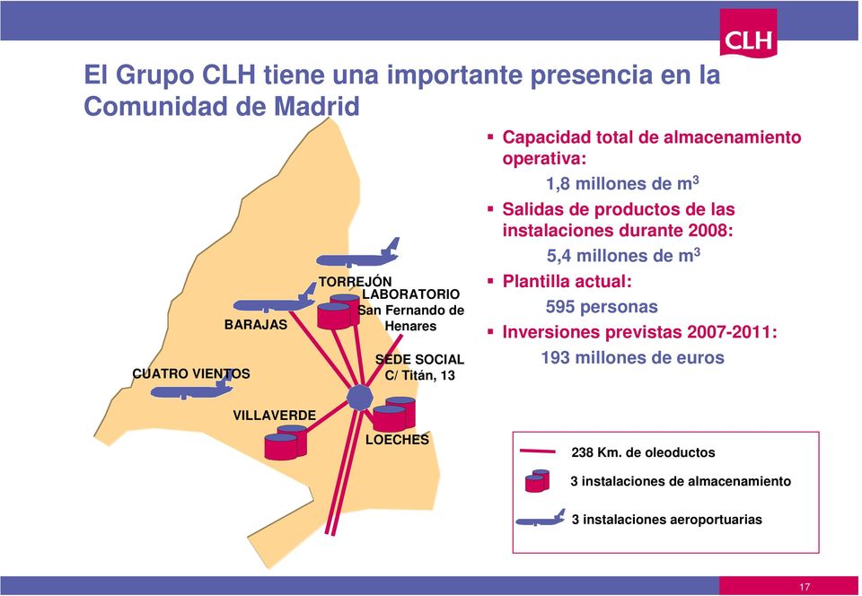 productos de las instalaciones durante 2008: 5,4 millones de m 3 Plantilla actual: 595 personas Inversiones previstas