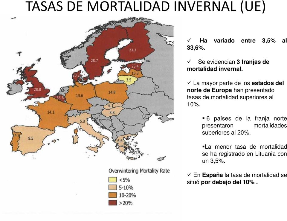La mayor parte de los estados del norte de Europa han presentado tasas de mortalidad superiores al 10%.