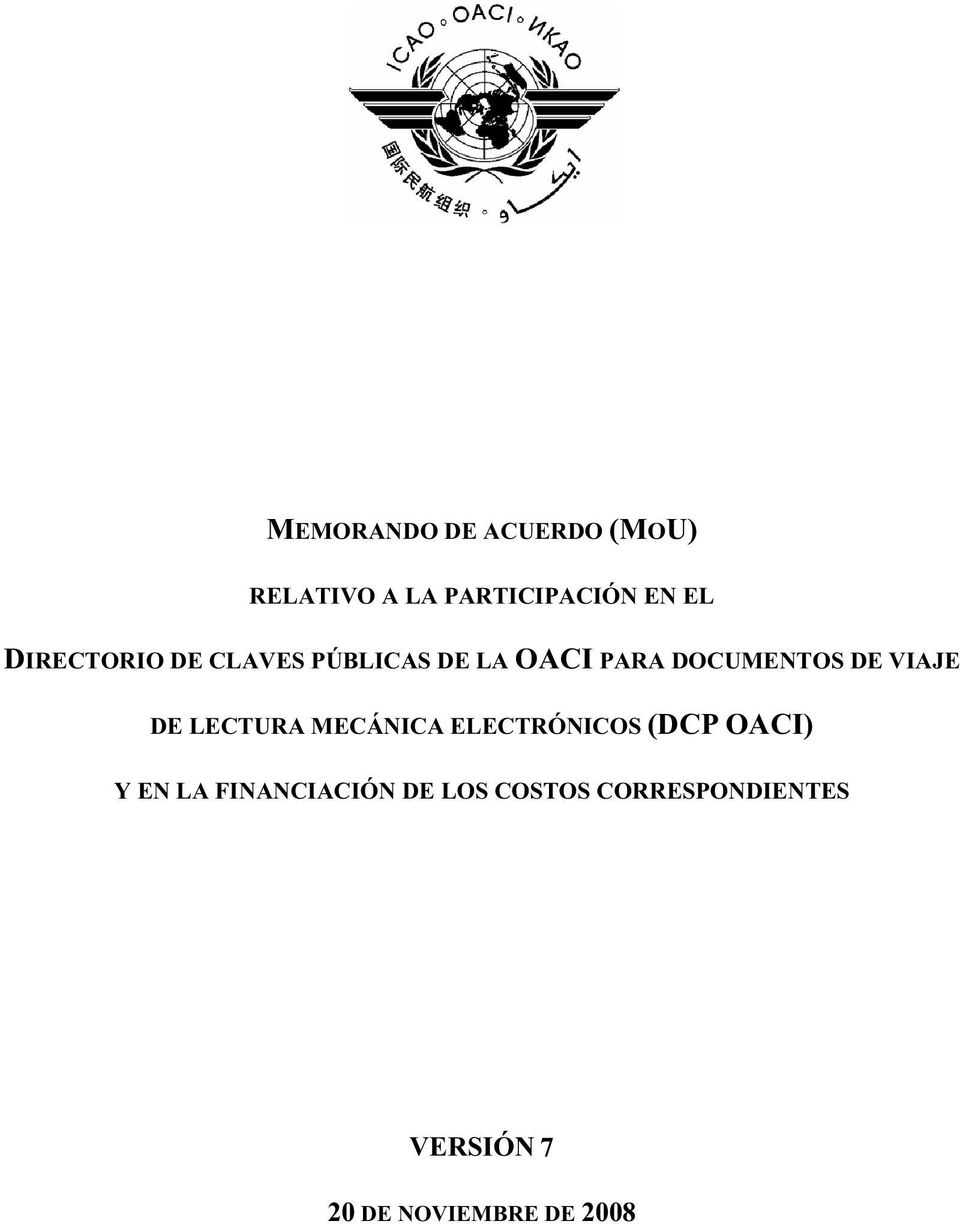 VIAJE DE LECTURA MECÁNICA ELECTRÓNICOS (DCP OACI) Y EN LA