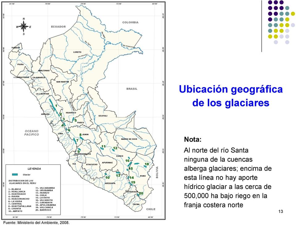 línea no hay aporte hídrico glaciar a las cerca de 500,000 ha