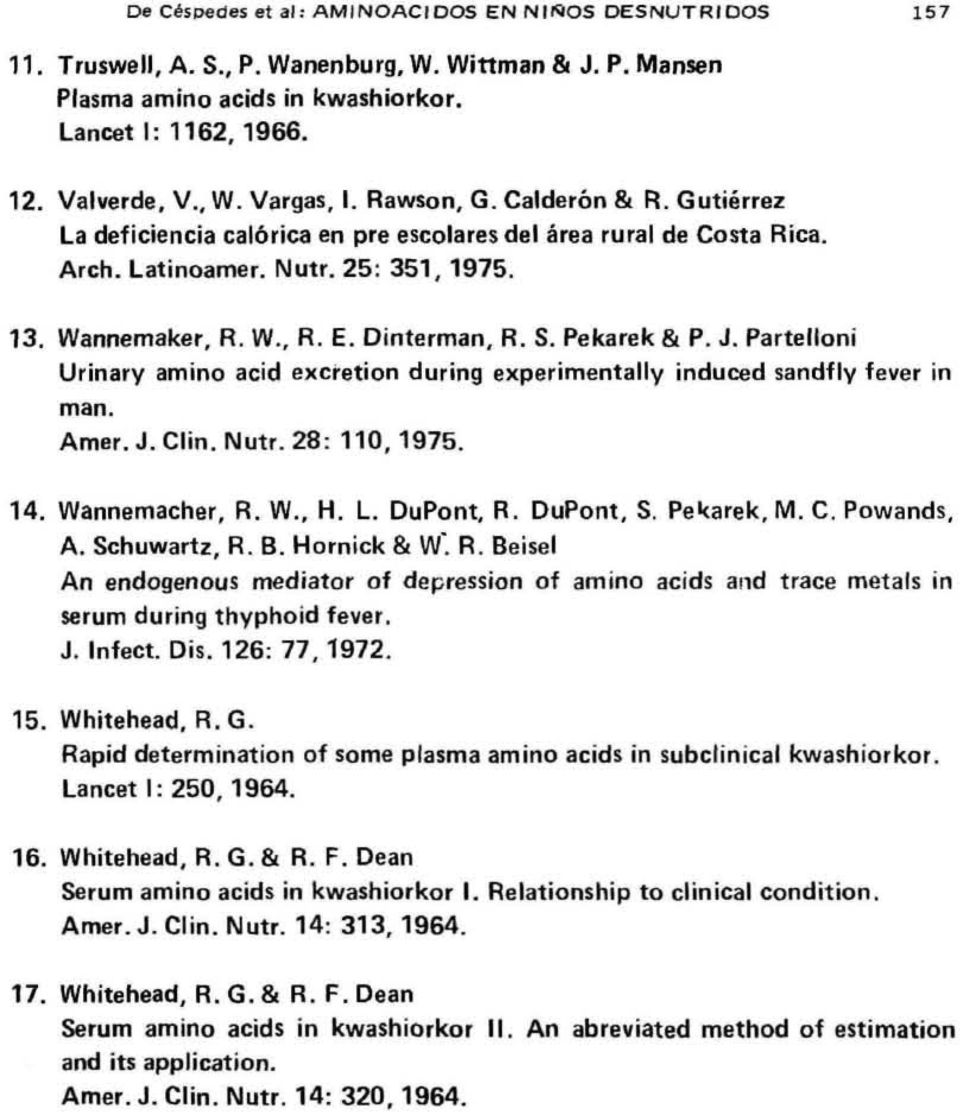J. Partellni Urinary amin acid excretin during experimentally induced sandfly fever in man Amer. J. Clin. Nutr. 28: 110, 1975. 14. Wannemacher, R. W., H. l DuPnt, R. DuPnt, S. Pel<arek, M. C. Pwands, A.