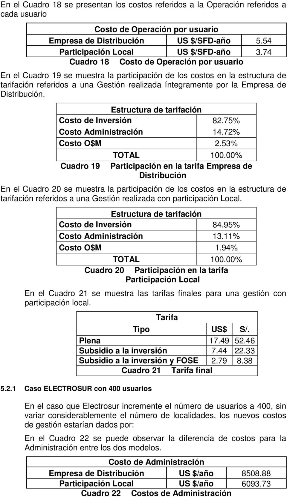 Distribución. Costo de Inversión 82.75% Costo Administración 14.72% Costo O$M 2.