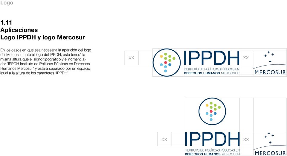 del logo del Mercosur junto al logo del IPPDH, éste tendrá la misma altura que el signo