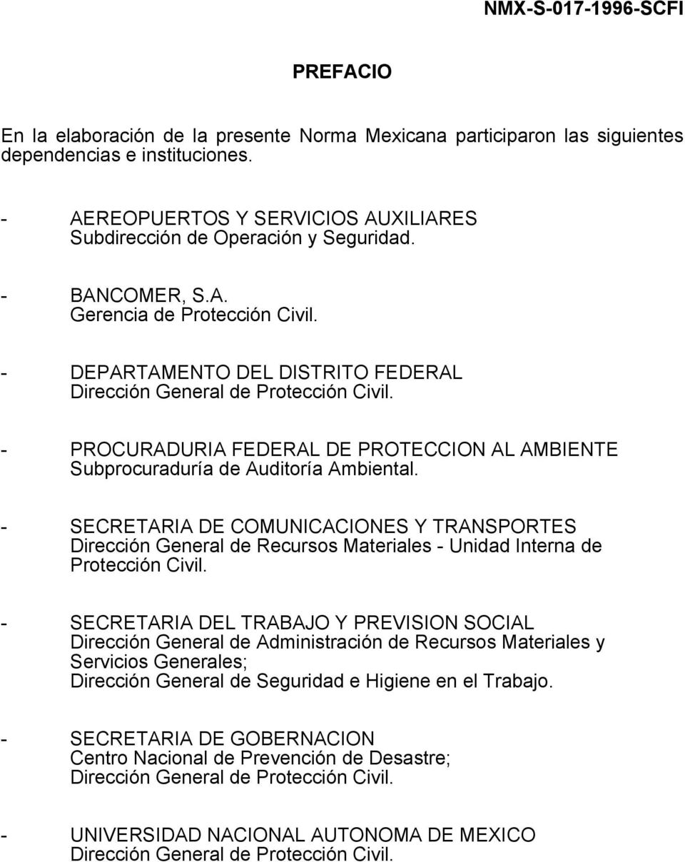 - PROCURADURIA FEDERAL DE PROTECCION AL AMBIENTE Subprocuraduría de Auditoría Ambiental.