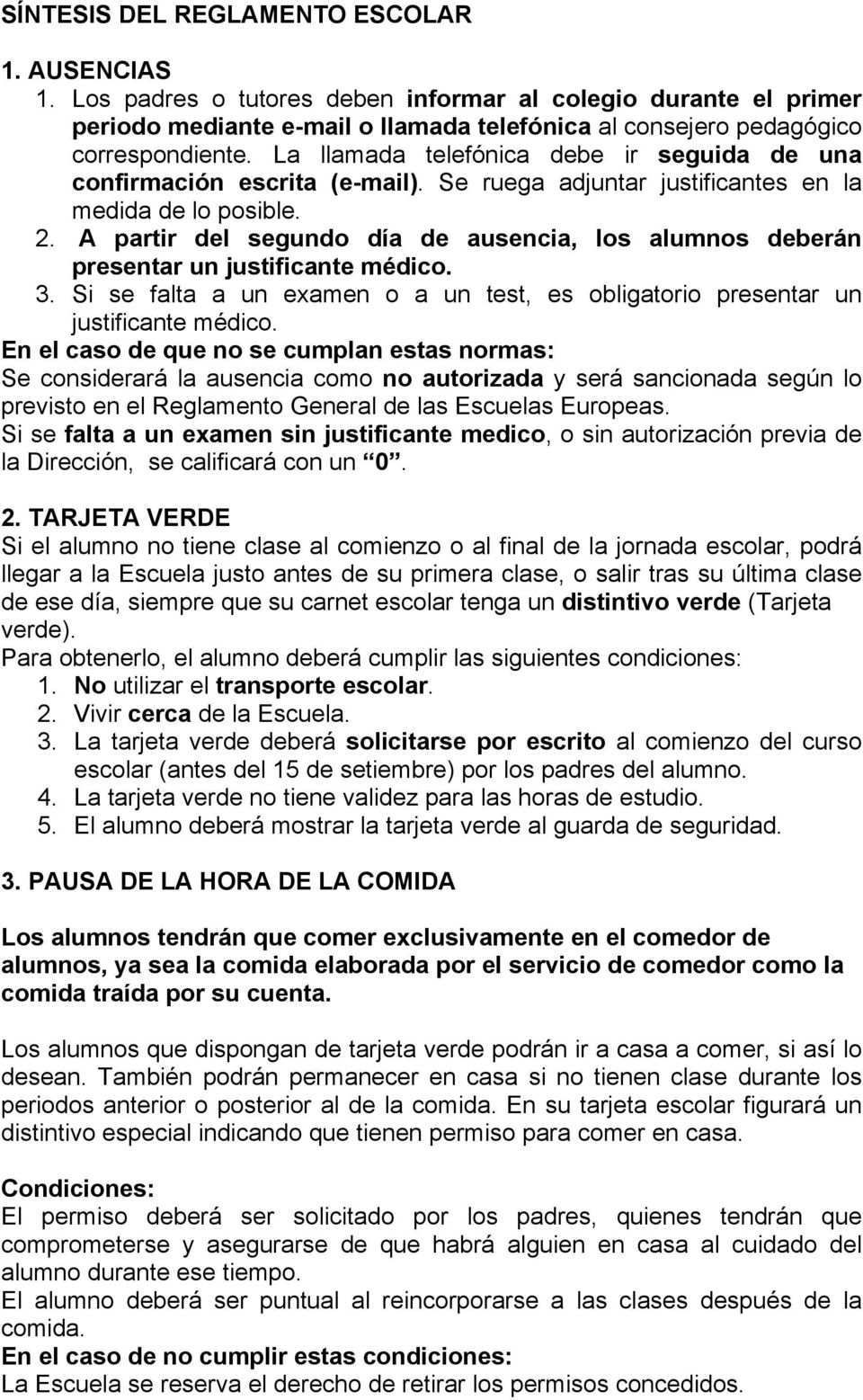 SÍNTESIS DEL REGLAMENTO ESCOLAR NORMAS DE ASISTENCIA 1. AUSENCIAS - PDF  Free Download