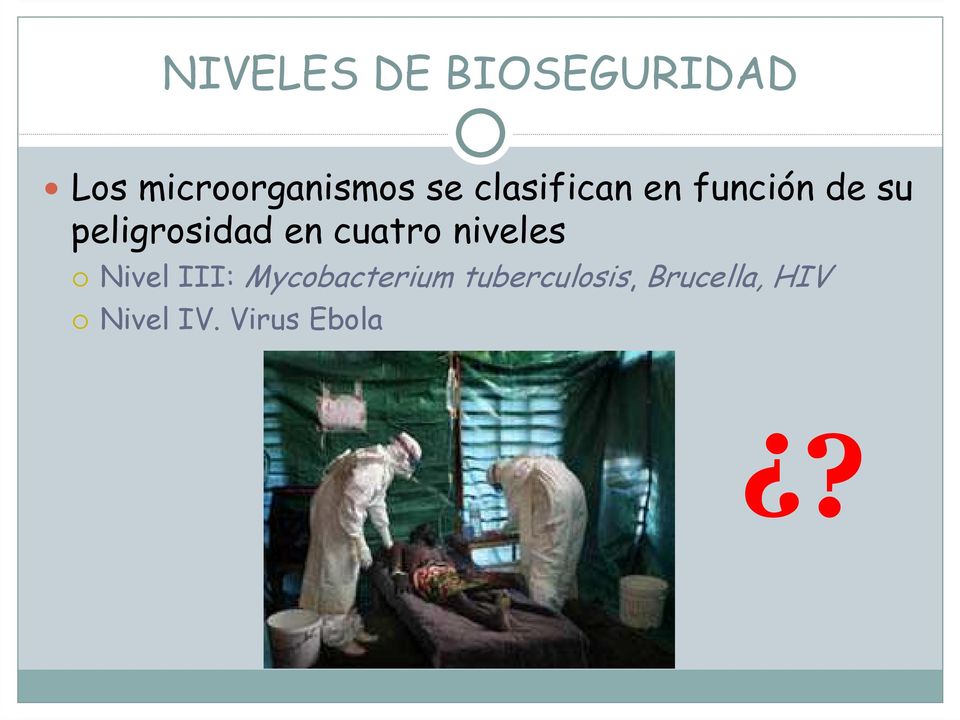 en cuatro niveles Nivel III: Mycobacterium