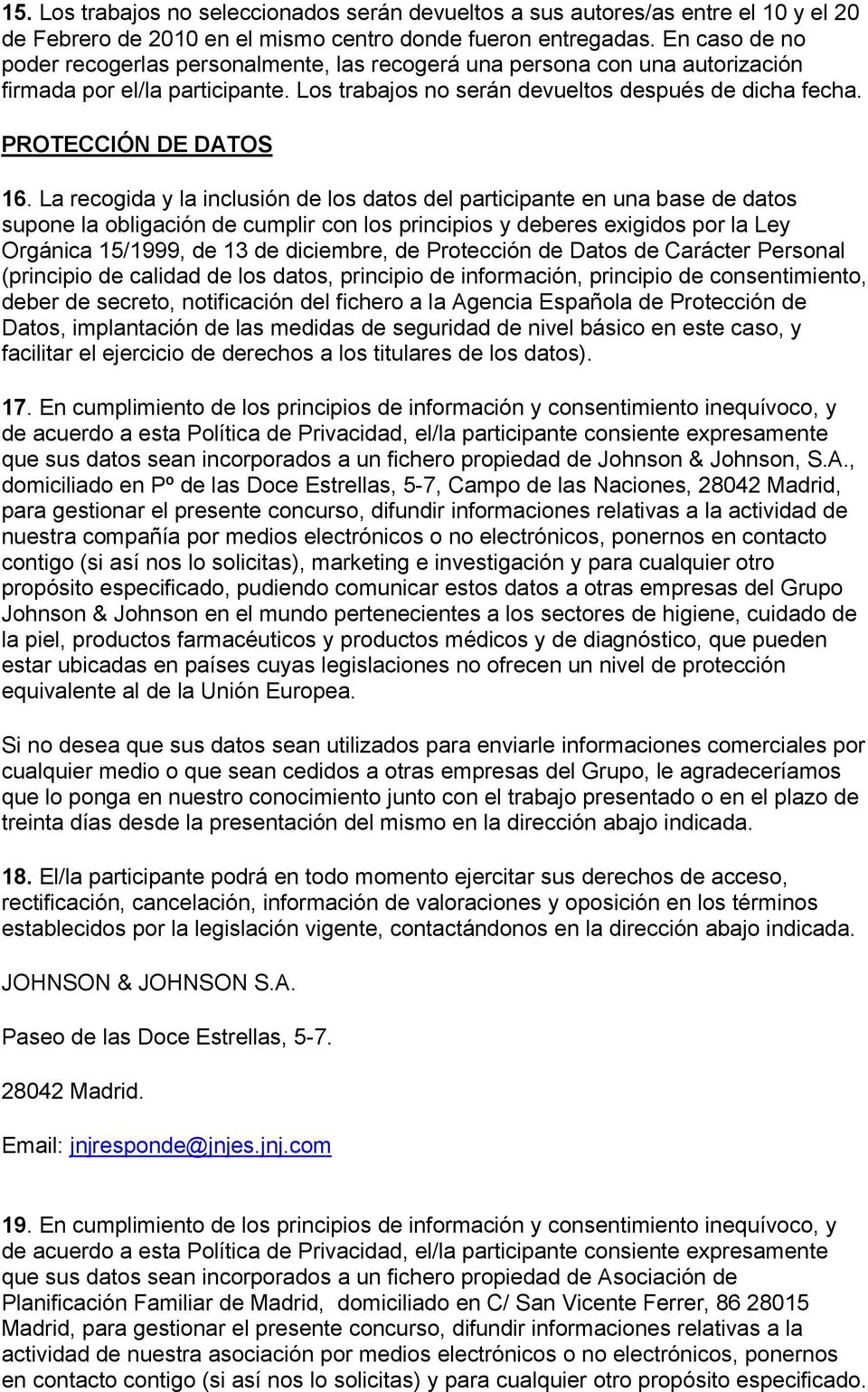 PROTECCIÓN DE DATOS 16.