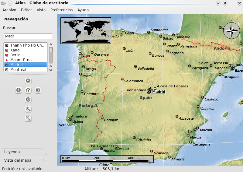 Capítulo 4 Búsqueda de lugares con Marble Marble contiene una pequeña base de datos con más de 12.000 ciudades (de http://www.worldgazetter.com), así como varias montañas y volcanes.
