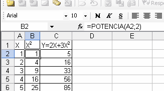 3 La fórmula que permite calcular el área de la superficie que está dentro de una circunferencia, A = p R2, se puede escribir en Excel como: =PI ()*A2^2 Si se puede utilizar cualquier función en