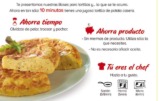 BASE PARA TORTILLA DE PATATAS Findus Professional presenta sus bases para tortillas de patatas: tres variedades para crear infinidad de platos.