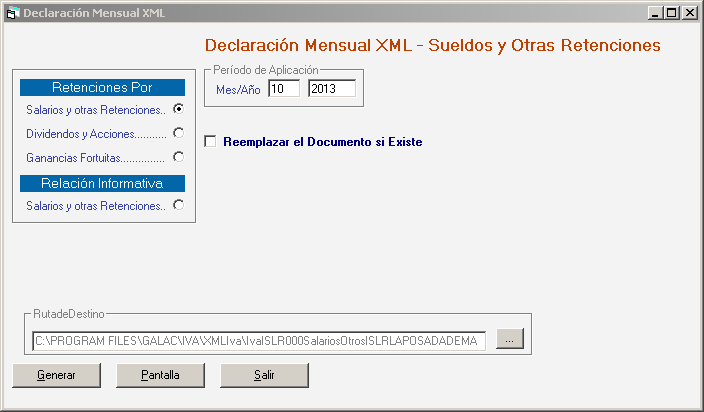5 Archivo XML para declaración. El sistema IVA y Renta le ofrece archivos XML los cuales puede utilizar para la declaración ante el portal del SENIAT.