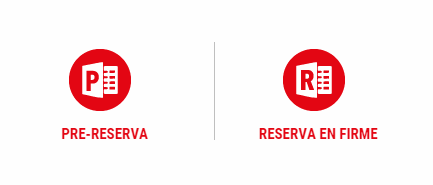 PRE-RESERVA O RESERVA. A este apartado sólo pueden acceder los agentes de viajes y permite dos acciones: PRE-RESERVA.