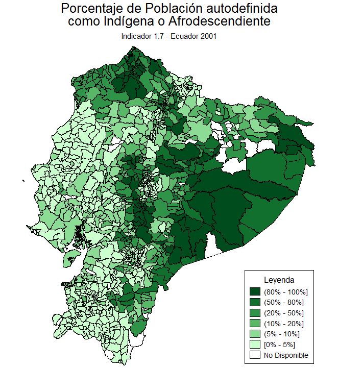 Mapa 1 1,2 Fuentes: Cálculos propios con datos del Censo de Población y Vivienda (CPV) 2010 y Censo de Población y Vivienda (CPV) 2001. Ambos del Instituto Nacional de Estadísticas y Censos (INEC).