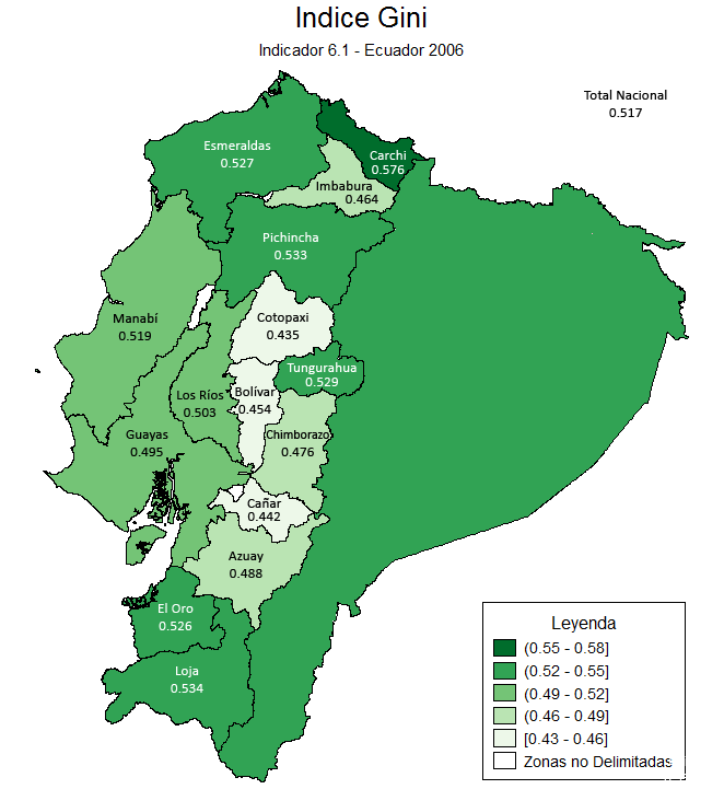 Mapa 3 1,2 Fuentes: Cálculos propios con datos de la Encuesta de Condiciones de Vida (ECV) 2005-2006, del Instituto Nacional de Estadísticas y Censos (INEC). Notas: 1.