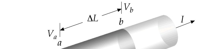 5.2 esistencia y la ley de Ohm La figura 5.3 muestra un segmento de cable de longitud L y de sección transversal A por el cual circulauna una corriente I.