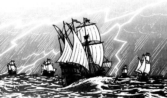 Estando en la desembocadura del Orinoco, Colón cree haber encontrado la India. Llegando a la Española, Colón entró en graves conflictos con los colonos españoles.