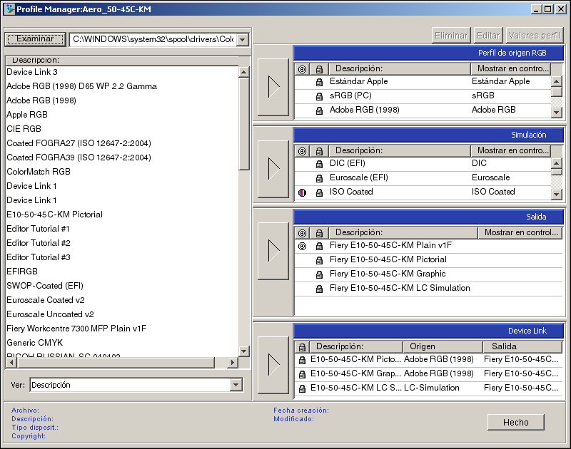 COLORWISE PRO TOOLS 32 Utilización de Profile Manager ColorWise Pro Tools Profile Manager le permite administrar y editar los perfiles ICC.