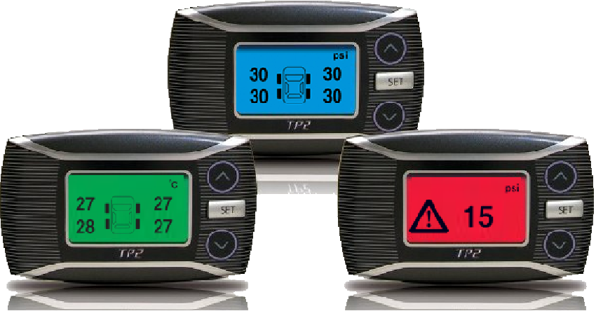 del tractor. El conductor recibe la presión de neumáticos digital en tiempo real e información de la temperatura de todos sus neumáticos.