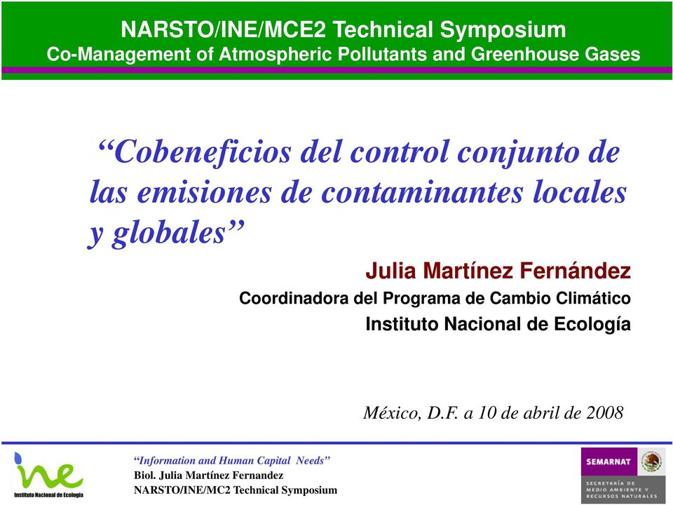 contaminantes locales y globales Julia Martínez Fernández Coordinadora del