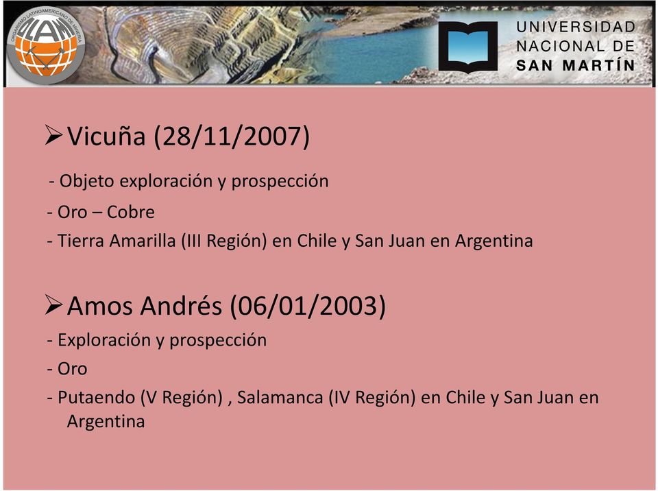 Amos Andrés (06/01/2003) - Exploración y prospección -Oro