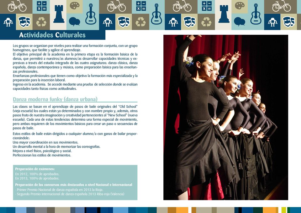 integrado de las cuatro asignaturas: danza clásica, danza española, danza contemporánea y música, como preparación básica para las enseñanzas profesionales.