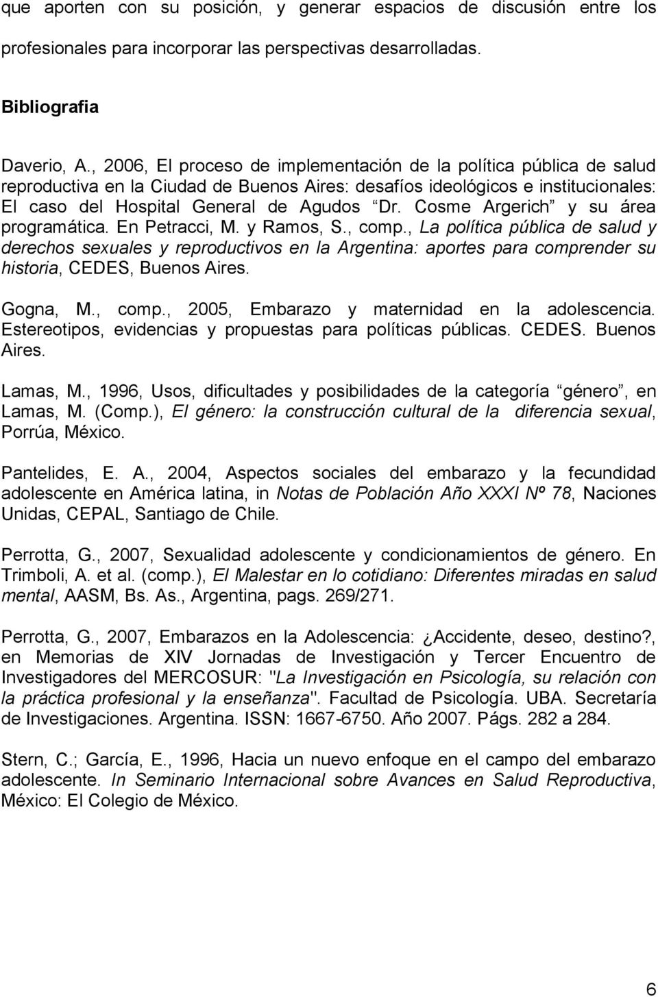 Cosme Argerich y su área programática. En Petracci, M. y Ramos, S., comp.