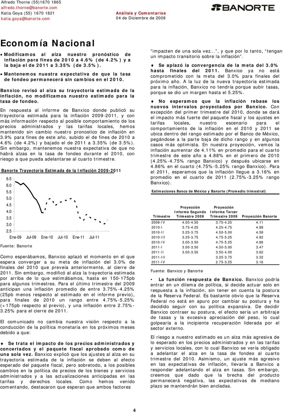 Banxico revisó al alza su trayectoria estimada de la inflación, no modificamos nuestro estimado para la tasa de fondeo.