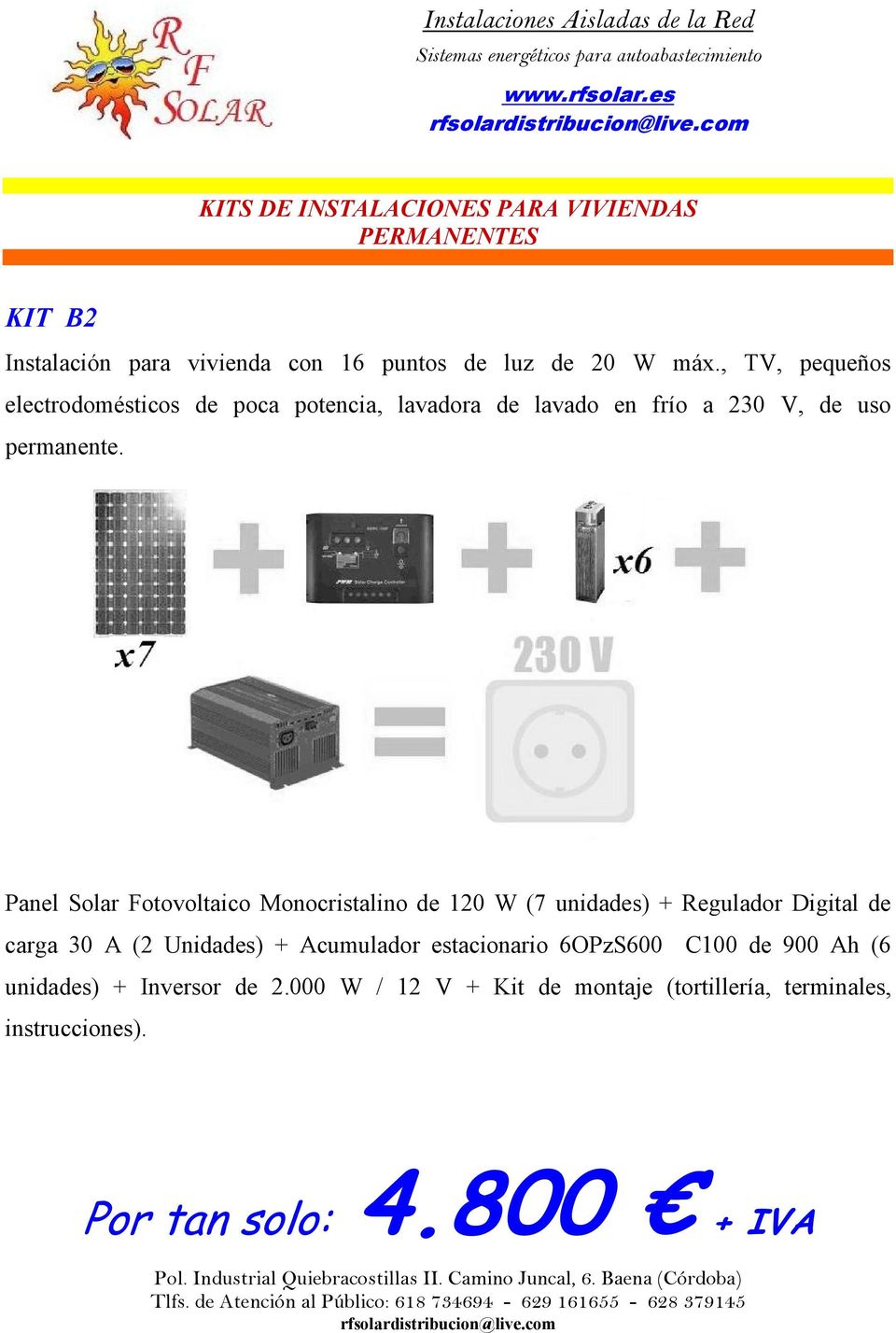 Panel Solar Fotovoltaico Monocristalino de 120 W (7 unidades) + Regulador Digital de carga 30 A (2 Unidades) +