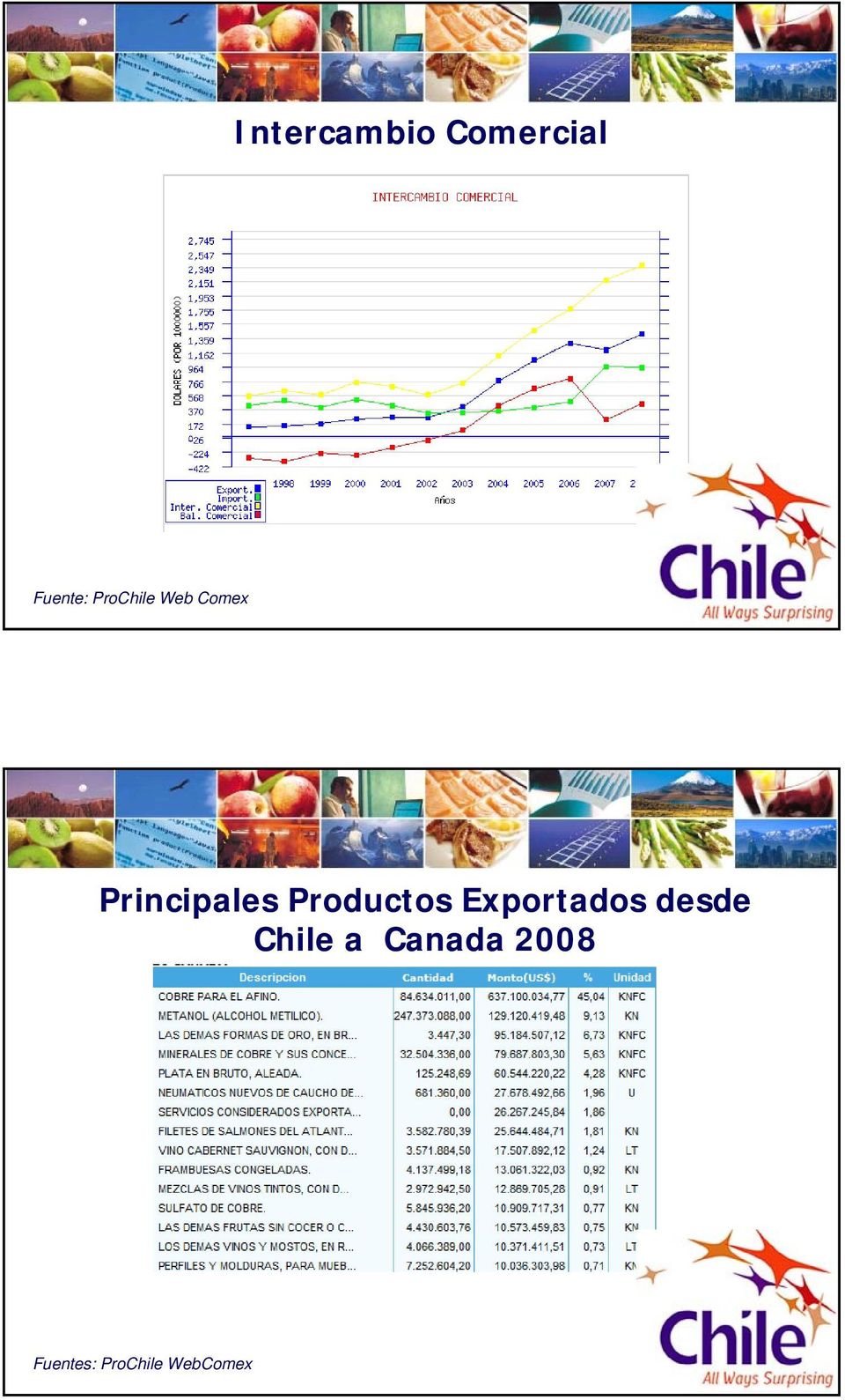 Productos Exportados desde Chile
