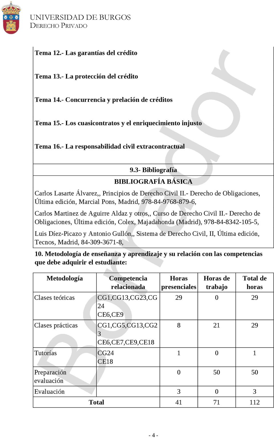 - Derecho de Obligaciones, Última edición, Marcial Pons, Madrid, 978-84-9768-879-6, Carlos Martinez de Aguirre Aldaz y otros,, Curso de Derecho Civil II.