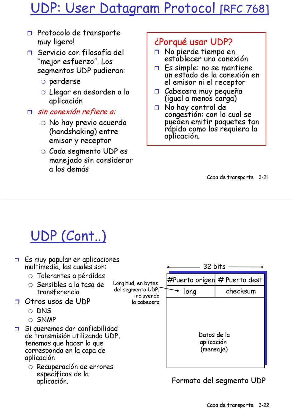 considerar a los demás Porqué usar UDP?