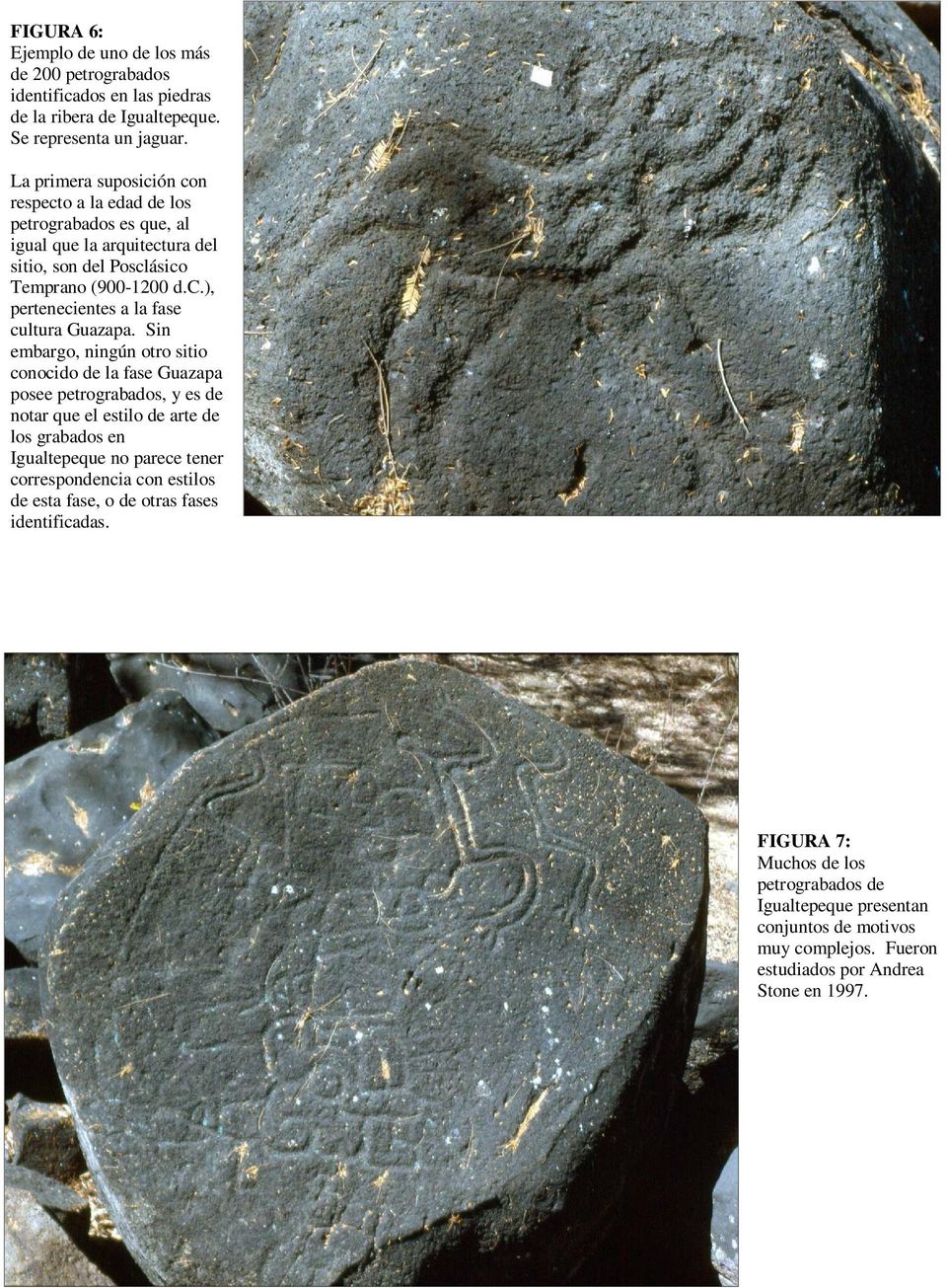 Sin embargo, ningún otro sitio conocido de la fase Guazapa posee petrograbados, y es de notar que el estilo de arte de los grabados en Igualtepeque no parece tener correspondencia