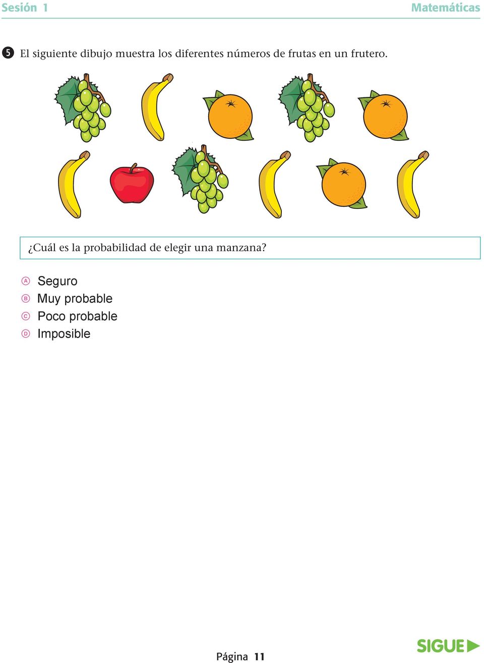los diferentes números de frutas en un frutero.