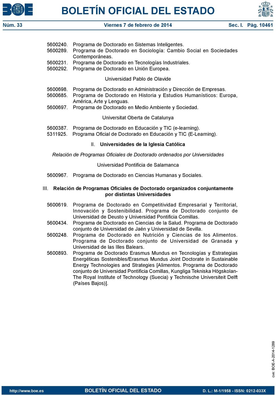 Universidad Pablo de Olavide 5600698. Programa de Doctorado en Administración y Dirección de Empresas. 5600685.