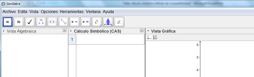 Vista CAS - Cálculo simbólico Barra de herramientas propia.