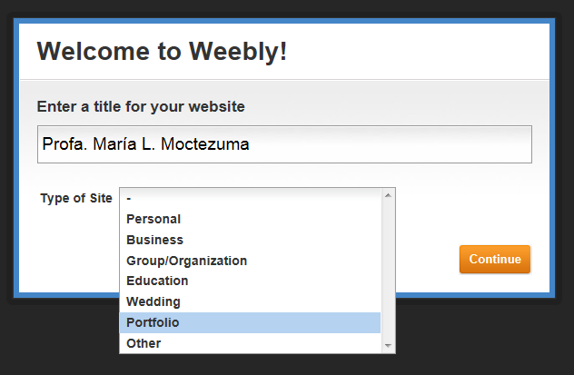 Crear el portafolio Electrónico 1. Entre a www.weebly.com y abra una cuenta. Si desea cambie el idioma a español.