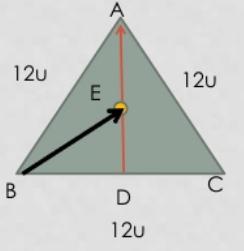 12. Cada lado del triángulo ABC es de 12 unidades. El punto D es el pie de la perpendicular trazada desde A en BC y E es el punto medio de AD Cuál es la longitud de BE?