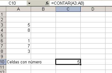 FUNCIONES ESTADISTICAS 1.- Contar (Referencia) Cuenta el número de celdas que contienen números, además de los números dentro de la lista de argumentos.