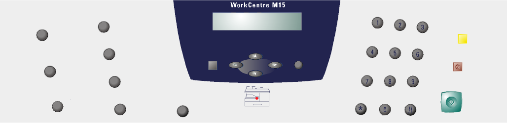 Descripción general del panel de control Parar impresión del PC Copia/Fax/ Escanear Visor Estado del trabajo Menú/ Salida Grupo manual Marcación manual Borrar Parar Teclas de funciones Teclas de