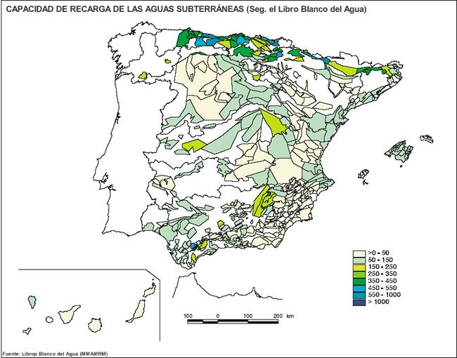 Los recursos hídricos en España Las aguas subterráneas La explotación directa de las aguas subterráneas mediante el bombeo de agua desde los acuíferos.