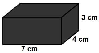 47. Cuál es el volumen del paralelepípedo que se muestra en la figura? A) 84 cm 3 B) 33 cm 3 C) 14 cm 3 D) 42 cm 3 48.