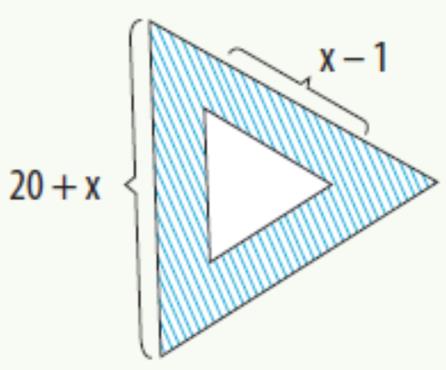 Problema Determinar una expresión algebraica para representar el perímetro de la figura achurada que está formada por dos triángulos equiláteros.