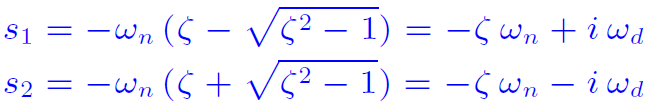 1.3. Oscilador armónico amortiguado 6» Sistemas subamortiguados El amortiguamiento del sistema es menor que el crítico. Las dos raíces son complejas conjugadas.