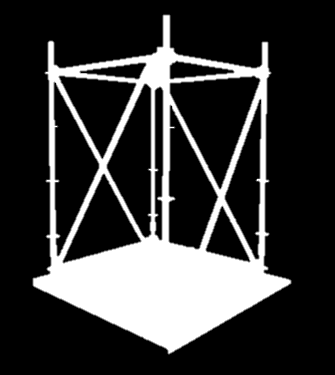 - Seleccionar la roseta del vertical precisa conforme a la altura necesaria de trabajo. La separación entre rosetas es de 0,5 m, lo que permite variar la altura de plataforma según la necesidad.