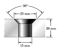 Ejemplo # 17. En un agujero de 15 mm de díametro se introduce un tornillo de acero de 20 mm de espesor, el orificio luego es compensado por el tornillo, tal como se muestra.