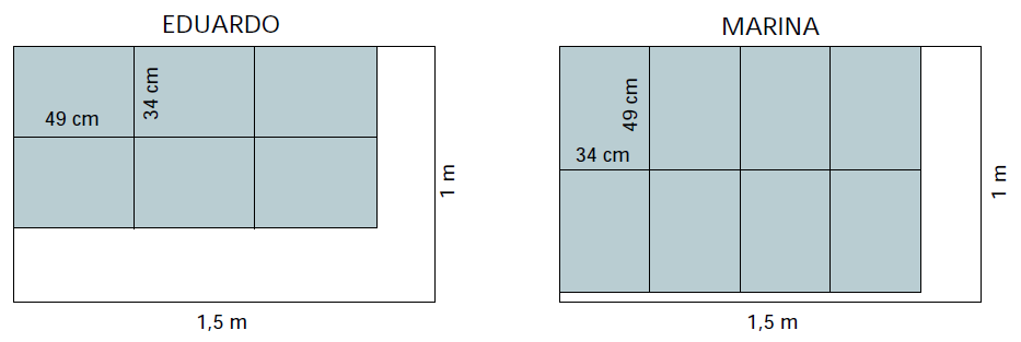 a) Cuál es el área del cuadrado interior? b) Cuál es el área de la zona sombreada? 35.- Calcula el área de la zona sombreada sabiendo que AB = 5 cm y BC = 3 cm 36.