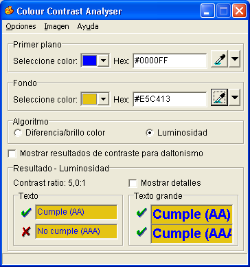 Herramientas (VI) Herramientas para el color Contrast Analyser (www.paciellogroup.com/resources/contra st-analyser.html#download).