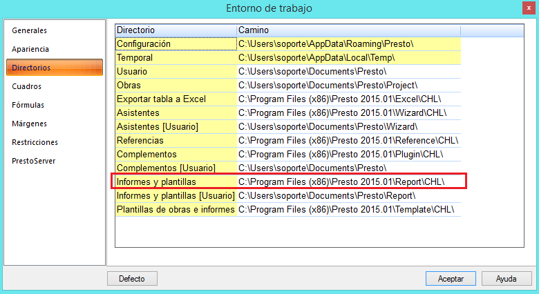 Configuración de Informes prediseñados Chile - Presto 2015. Ejecute Presto 2015 con la opción Ejecutar como administrador para sistemas operativos Win7/Vista o Server 2008.